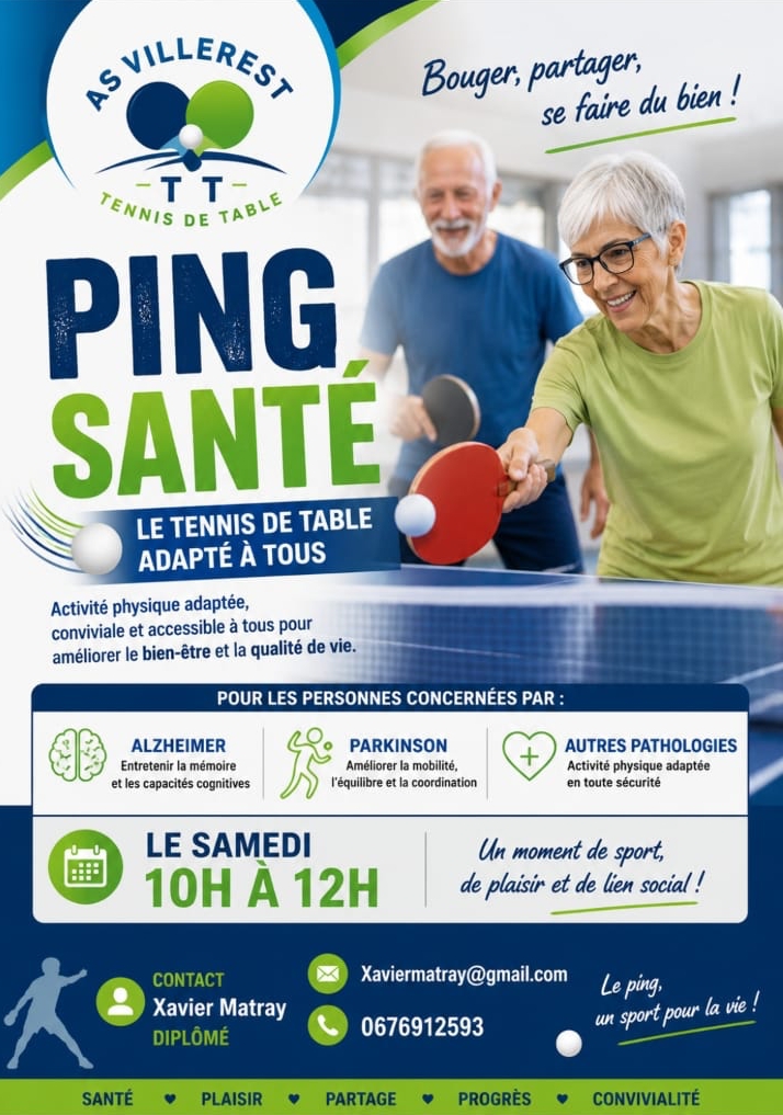 Ping Santé à Villerest près de Roanne - activité physique adaptée avec AS Villerest Tennis de Table